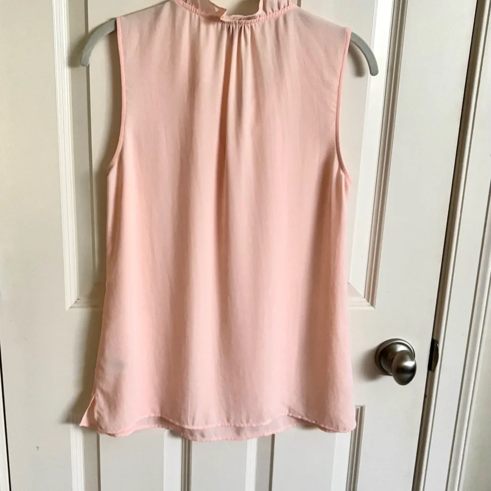 Talbots Soft Pink Ruffled Neck Popover Blouse - Picture 2 of 6